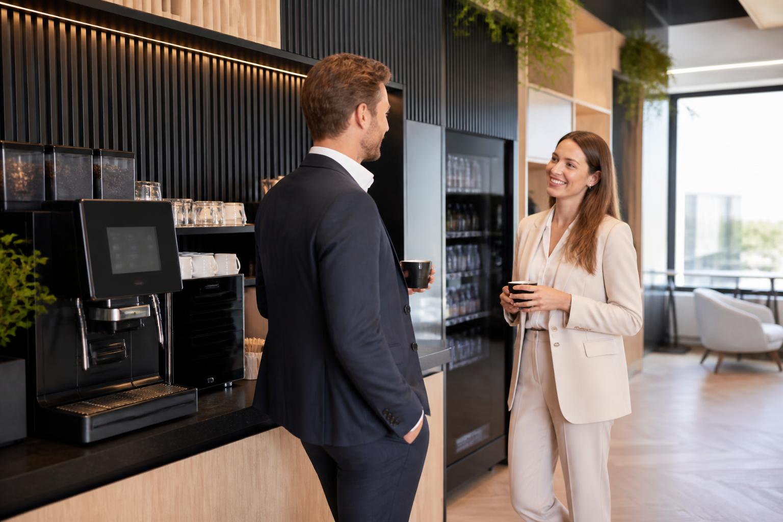 Espace café professionnel dans un bureau moderne