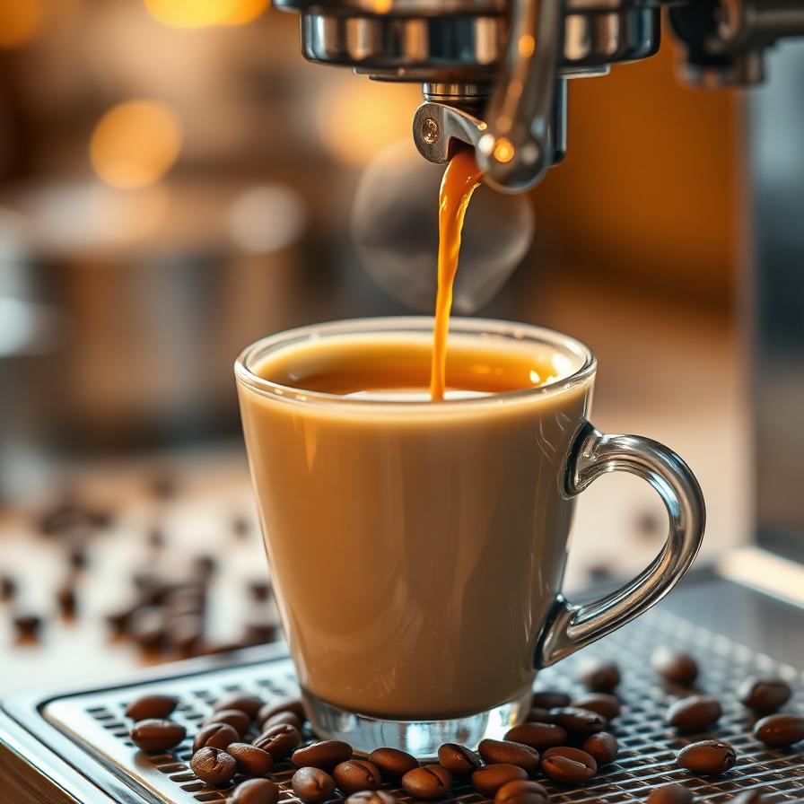Café fraîchement préparé avec mousse et vapeur